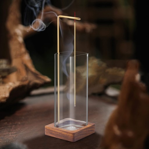 Sturdy Incense Holder with Glass Cover Fireproof Non-slip Bottom Decorate