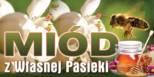 Baner reklamowy zielony -pszczoła i kwiatkami 2x1