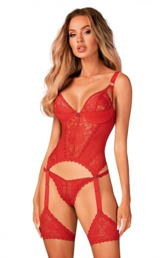 Czerwony gorset Obsessive Belovya Corset M/L
