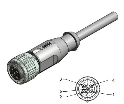 Wtyk żeński prosty M12 5-pin przewód 2m (43-10040)