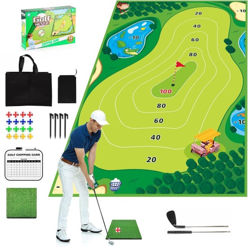 ZESTAW DO GRY W POLE DO MINIGOLFA Z KIJAMI GOLFOWYMI I 20 PIŁKAMI 145x100CM