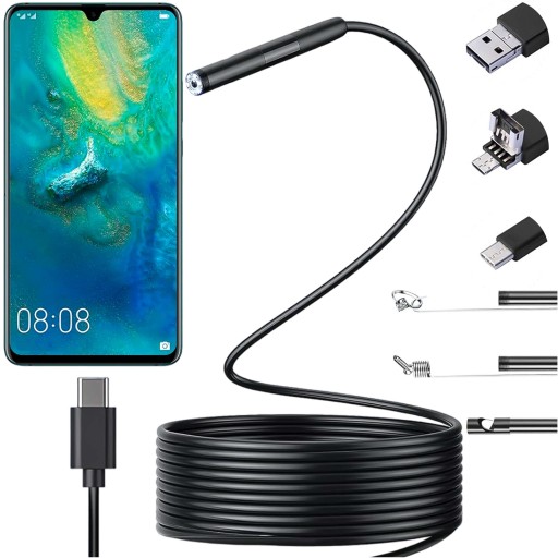 Kamera inspekcyjna endoskopowa micro USB + USB-C + USB Full HD 5m 8mm