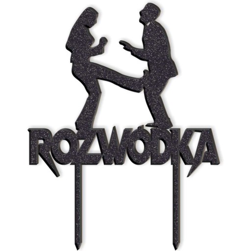 dekoracja NA TORT topper ROZWÓDKA czarny KOPNIAK