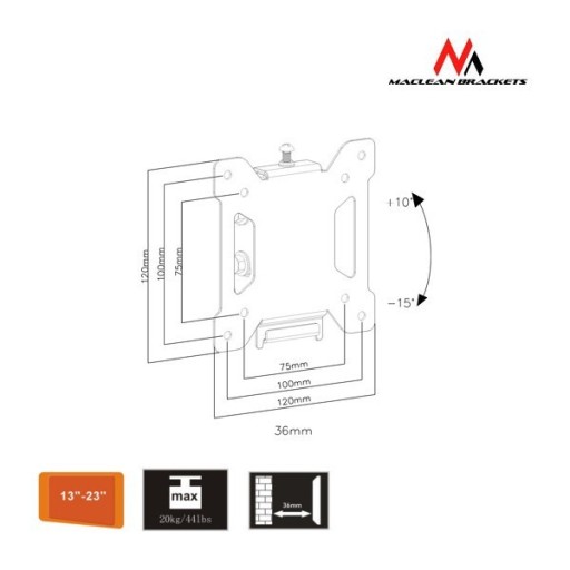 Uchwyt do telewizora lub monitora 13-27'' 20kg max vesa 100x100 czarny