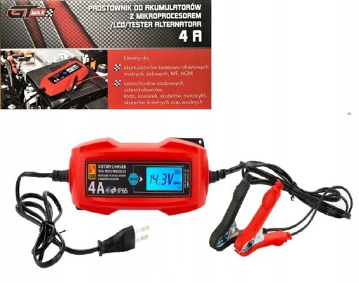 PROSTOWNIK DO AKUMULATORA Z MIKROPROCESOREM GT MAX LED TESTER ALTERNATORA