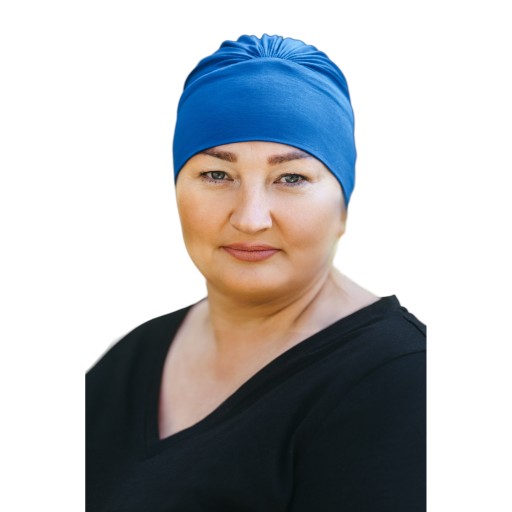 Chabrowy turban Jasmina chusta marszczona bez wzoru także po chemioterapii