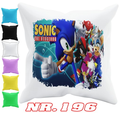 POSZEWKA NA PODUSZKĘ JAŚKA DO PRZEDSZKOLA SONIC JEŻYK + IMIĘ GRATIS