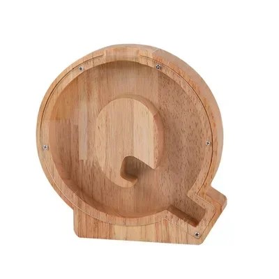 26 English Letters Shape Simple Wooden Piggy Cash Register Coin Home Ornam