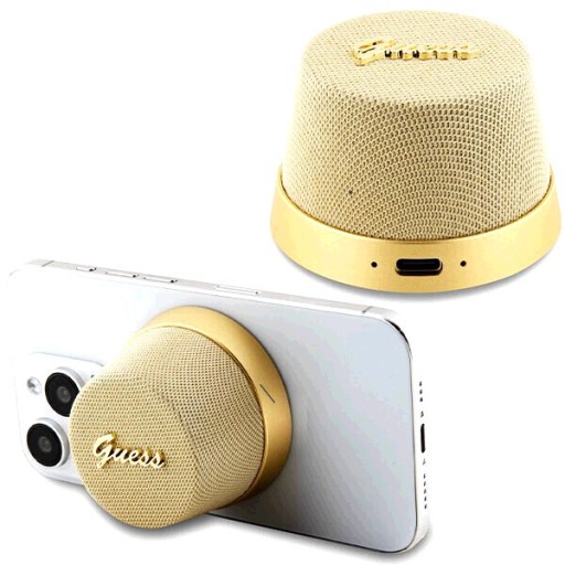 GUESS GŁOŚNIK BLUETOOTH GUWSC3ALSMD STAND MAGNETIC SCRIPT METAL ZŁOTY