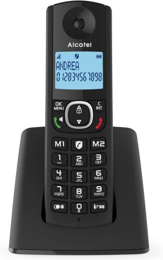 Telefon bezprzewodowy Alcatel F530 głośnomówiący, blokada połączeń, czarny