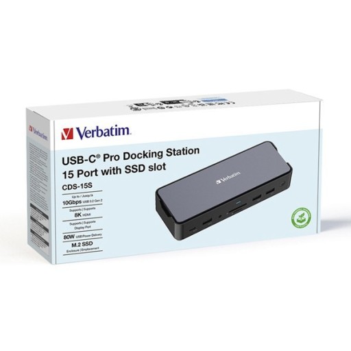 Stacja dokująca Verbatim, USB-C Pro, 15-port, 2x HDMI, RJ45, microSD, USB-A