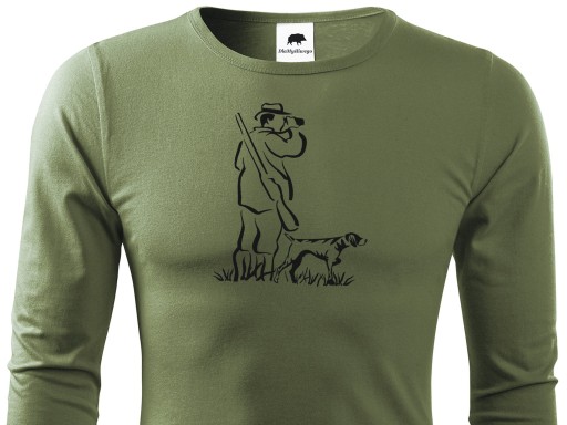 Myśliwski longsleeve khaki nadruk Myśliwy z psem