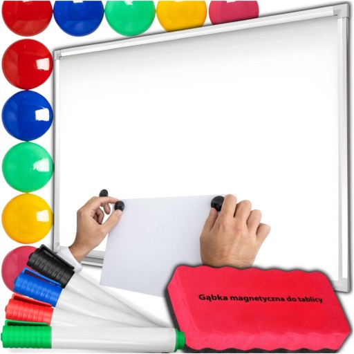 Tablica Magnetyczna Suchościeralna 60x45cm Akcesoria Gratis Markery Magnesy