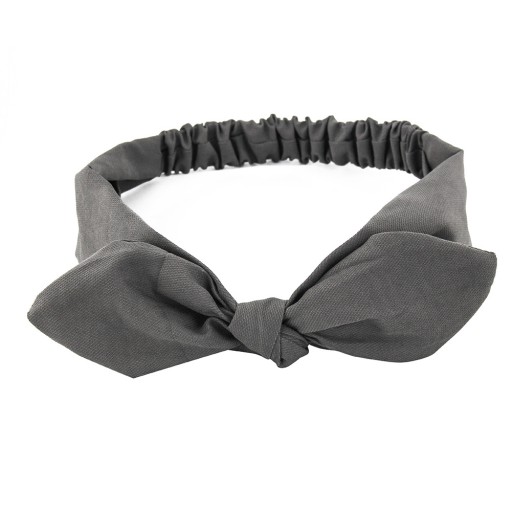 Opaska do włosów szeroka na głowę kokardka szara bandamka pin up bandana