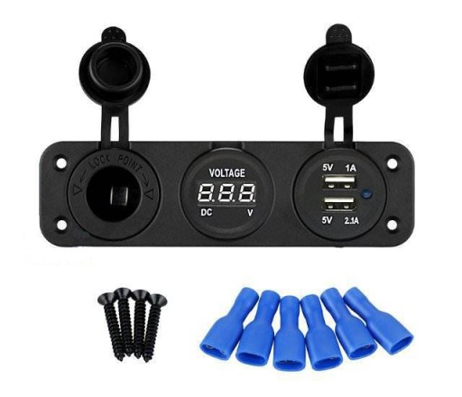 GNIAZDO zapalniczki 12V 20A / WOLTOMIERZ / 2xUSB