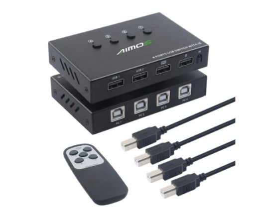 Przelacznik KVM AIMOS AM-404CY 4 porty USB z Pilot