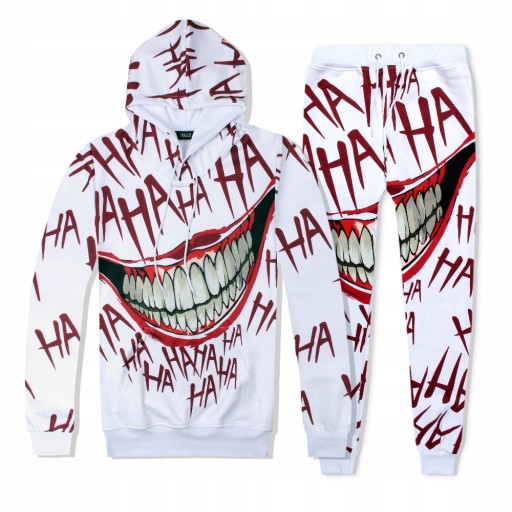 MĘSKI KOMPLET DRESOWY SPODNIE BLUZA 3D PRINT JOKER