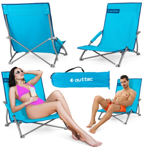 KRZESŁO LEŻAK PLAŻOWY TURYSTYCZNY OGRODOWY SKŁADANY NA PLAŻĘ CAMPING OUTTEC