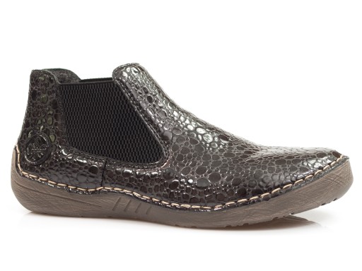 Czarne botki Rieker damskie wsuwane zimowe buty