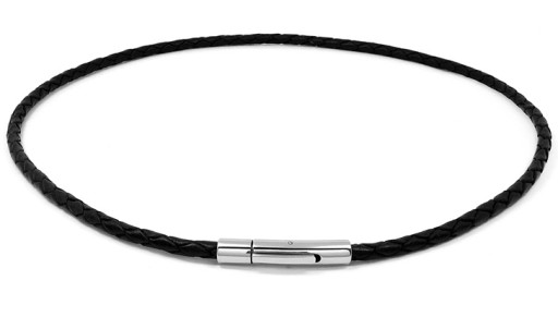 MĘSKI NASZYJNIK RZEMIEŃ SKÓRA NATURALNA STAL CHIRURGICZNA 316L 55cm-4mm ZT