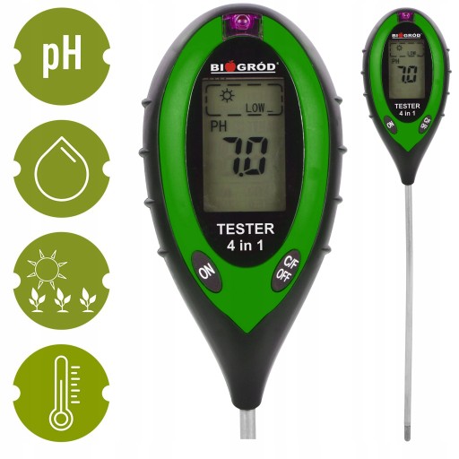 MIERNIK PH TESTER GLEBY 4w1 KWASOWOŚĆ WILGOTNOŚĆ NASŁONECZNIENIE TEMP.