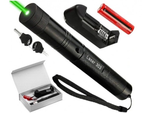 MOCNY WSKAŹNIK LASEROWY LASER POINTER ZIELONY 90km - DALEKI ZASIĘG