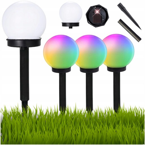 LAMPA SOLARNA OGRODOWA KULA LAMPKI SOLAR LED RGB WBIJANA KULE OGRODOWE X 4