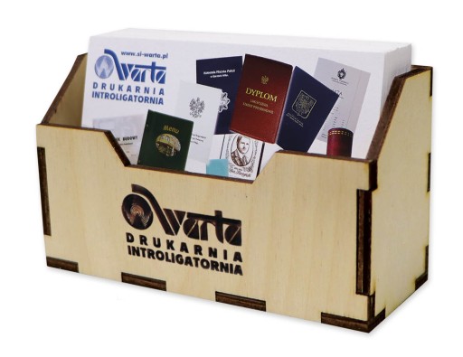 Stojak, organizer na wizytówki - własny grawer