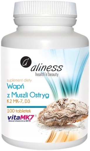Aliness WITAMINA D3 K2 WAPŃ Z OSTRYG OSTEOPOROZA Calcium Mocne kości