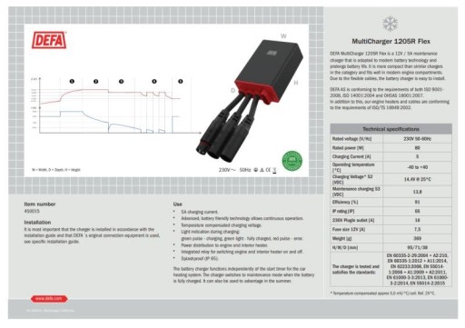 Ładowarka akumulatora 12V 5A SECURA 1205R DEFA 450015