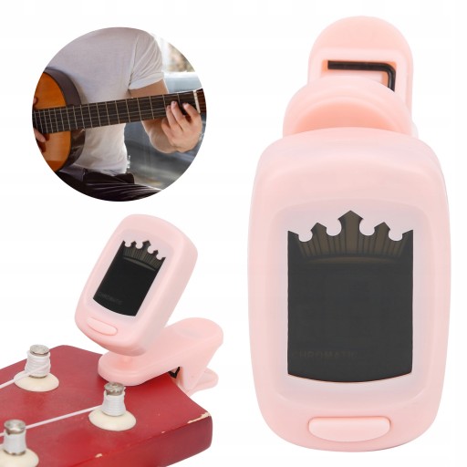 Tuner do gitary, basu, ukulele Różowy