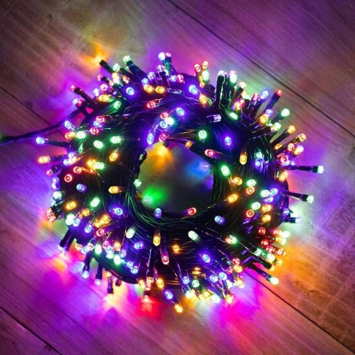 LAMPKI CHOINKOWE 100 LED MULTICOLOR KOLOROWE FLASH ZEWNĘTRZNE WEWNĘTRZNE