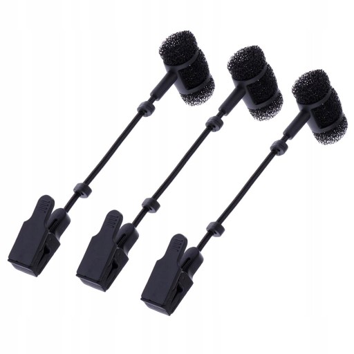 3x Mały klips mikrofonowy i statyw zaciskowy