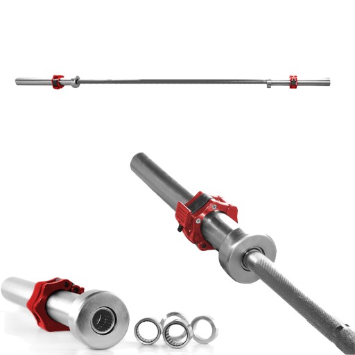 GRYF OLIMPIJSKI PROSTY 18.5KG 220CM Z ZACISKAMI LOCK JAW RED