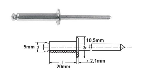 Nit zrywalny z kołnierzem 5x20 mm - Opakowanie 500 SZTUK