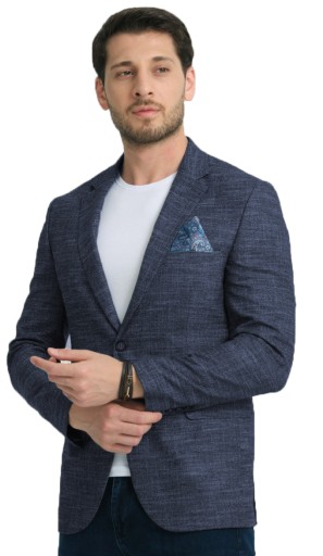 Marynarka męska granatowa melanżowa wizytowa elegancka turecka casual 48