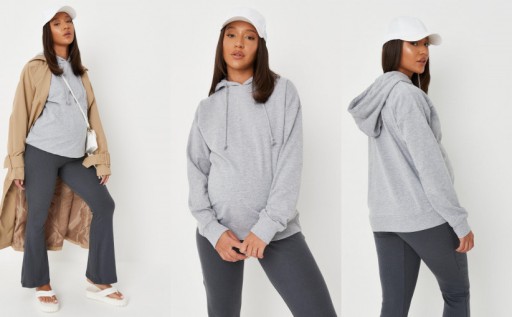 2J 53 MISSGUIDED BLUZA CIĄŻOWA Z KAPTUREM SZARA 40