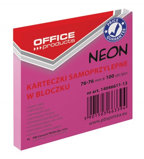 BLOCZEK SAMOPRZYLEPNY 76x76MMx100, KARTECZKI NOTES