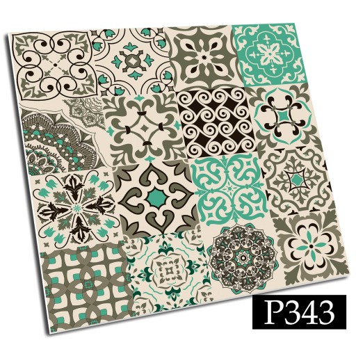 WINYLOWE kafelki PCV 30x30 PATCHWORK ZIELONY WZÓR