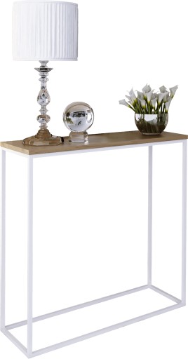 Nowoczesna Konsola Toaletka Przedpokój Loft 80x30x80 Biała+Dąb Lancelot