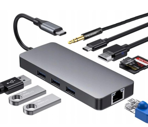 PRZEJŚCIÓWKA ADAPTER HUB USB-C HDMI USB-A SD GIGABIT RJ45 DO MACBOOK M1 M2
