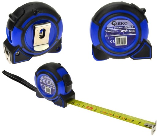 MIARA MIARKA METRÓWKA ZWIJANA 3m/16mm DWUSTRONNY ODCZYT Double-Side GEKO