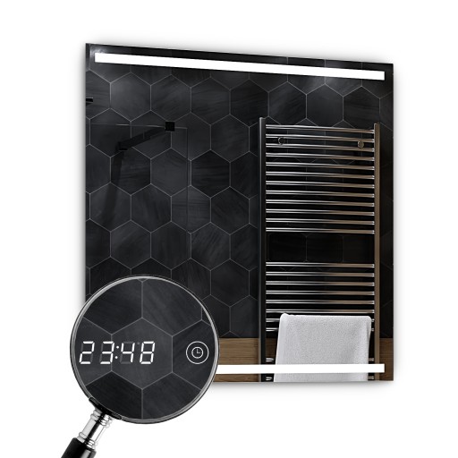 Lustro LED 70x70cm - Zegarek Dotykowy LED - Denver