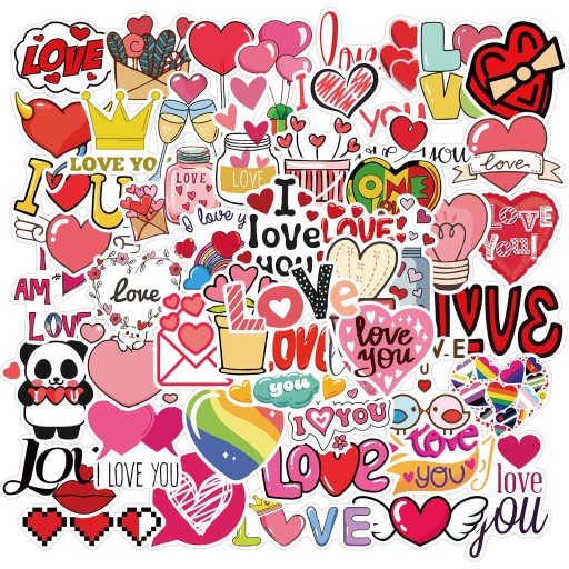 LOVE MIX ZESTAW NAKLEJEK WODOODPORNYCH 50 szt