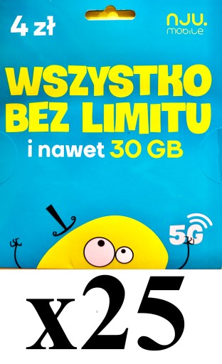 25 X STARTER NJU MOBILE 4Pln FV Vat 23% HURT PROMO
