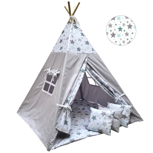 Namiot TIPI dla dzieci DUŻY 3 poduszki MATA TEEPEE wigwam prezent CE