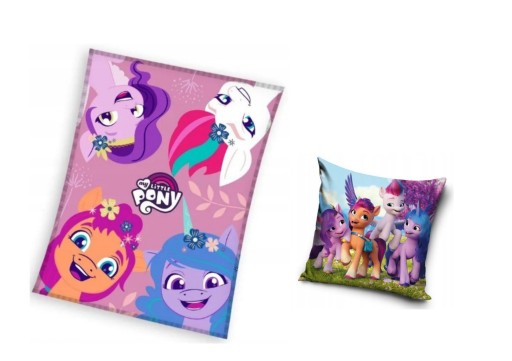 Koc Kocyk polarowy + poduszka poszewka KUCYKI PONY