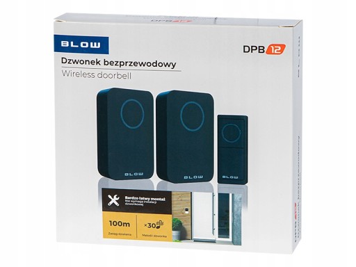 BLOW Dzwonek bezprzewodowy DPB-11 100m 30 melodii dwa odbiorniki !