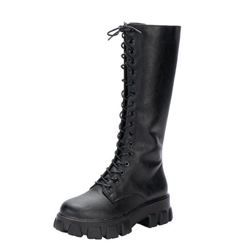 40 CZARNE OFICERKI KOZAKI PLATFORMA 5,5cm GOTH EMO WYSOKIE BOTKI DAMSKIE