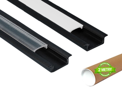 Profil LED Wpuszczany SLIM CZARNY Z KLOSZEM Do TAŚMY LED MONO RGB 2 METRY